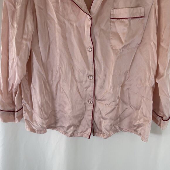 Silk Silky Sleep Top Women's Small Pink Button Up Long Sleeve 100% Silk Sleep - Picture 3 of 10